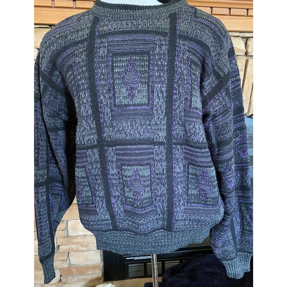 vintage 80s Barnaby black purple grey Cosby sweater XL
